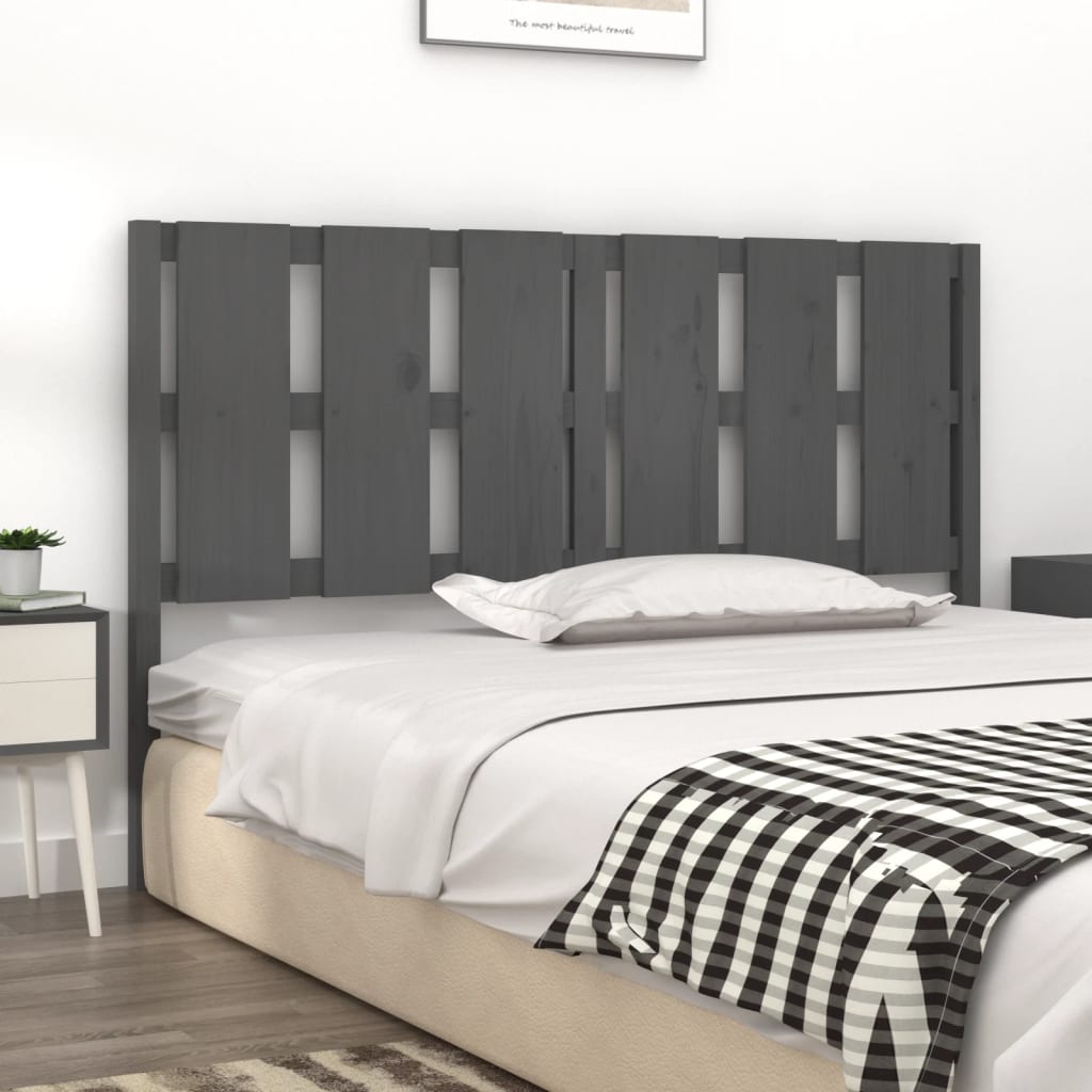 vidaXL Bed Headboard Grey 155.5x4x100 cm Solid Wood Pine