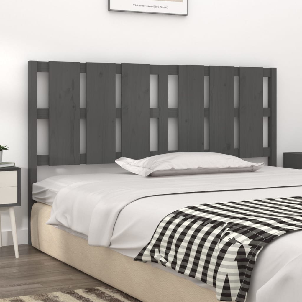 vidaXL Bed Headboard Grey 165.5x4x100 cm Solid Wood Pine