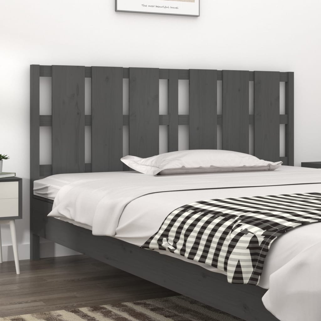 vidaXL Bed Headboard Grey 185.5x4x100 cm Solid Wood Pine