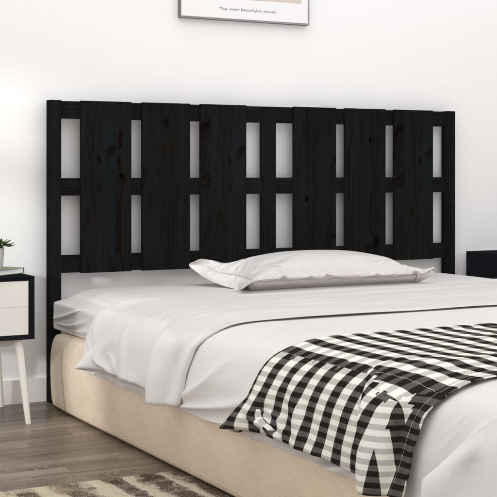 vidaXL Bed Headboard Black 185.5x4x100 cm Solid Wood Pine