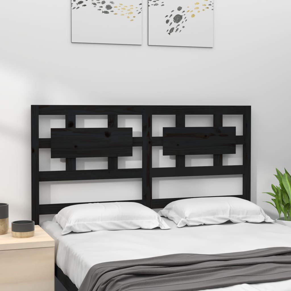 vidaXL Bed Headboard Black 125.5x4x100 cm Solid Wood Pine