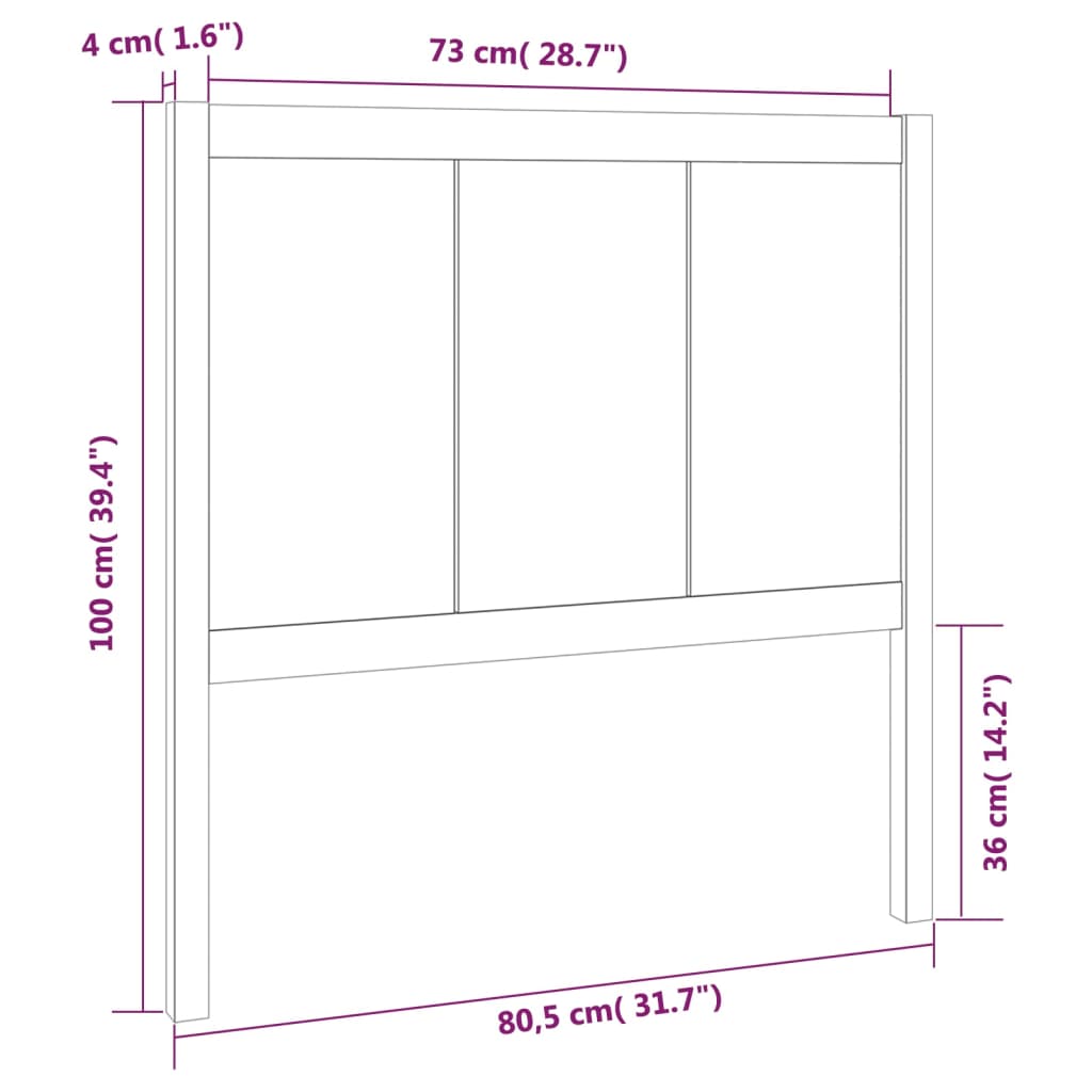 vidaXL Bed Headboard 80.5x4x100 cm Solid Pine Wood