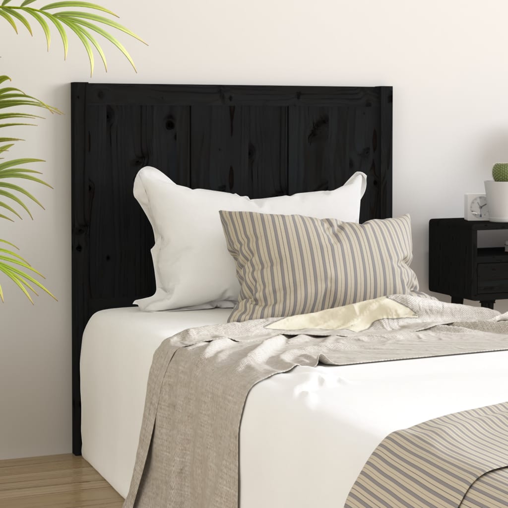 vidaXL Bed Headboard Black 95.5x4x100 cm Solid Pine Wood