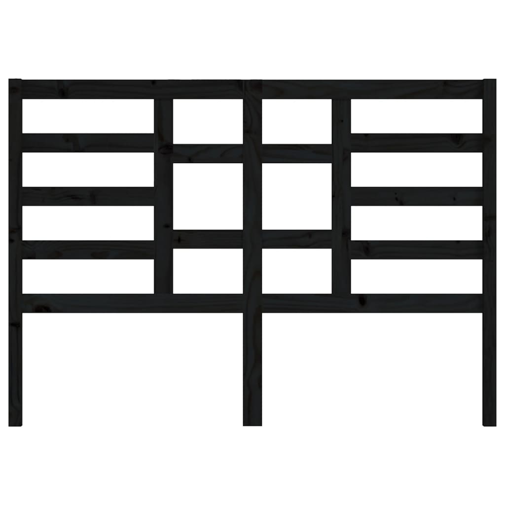 Bed Headboard Black 146x4x104 cm Solid Wood Pine