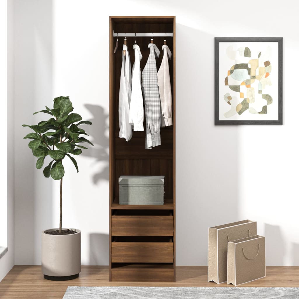 vidaXL Wardrobe with Drawers Brown Oak 50x50x200 cm Engineered Wood