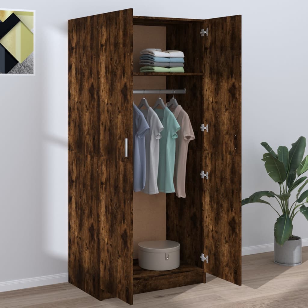 vidaXL Wardrobe Smoked Oak 80x50x180 cm Engineered Wood