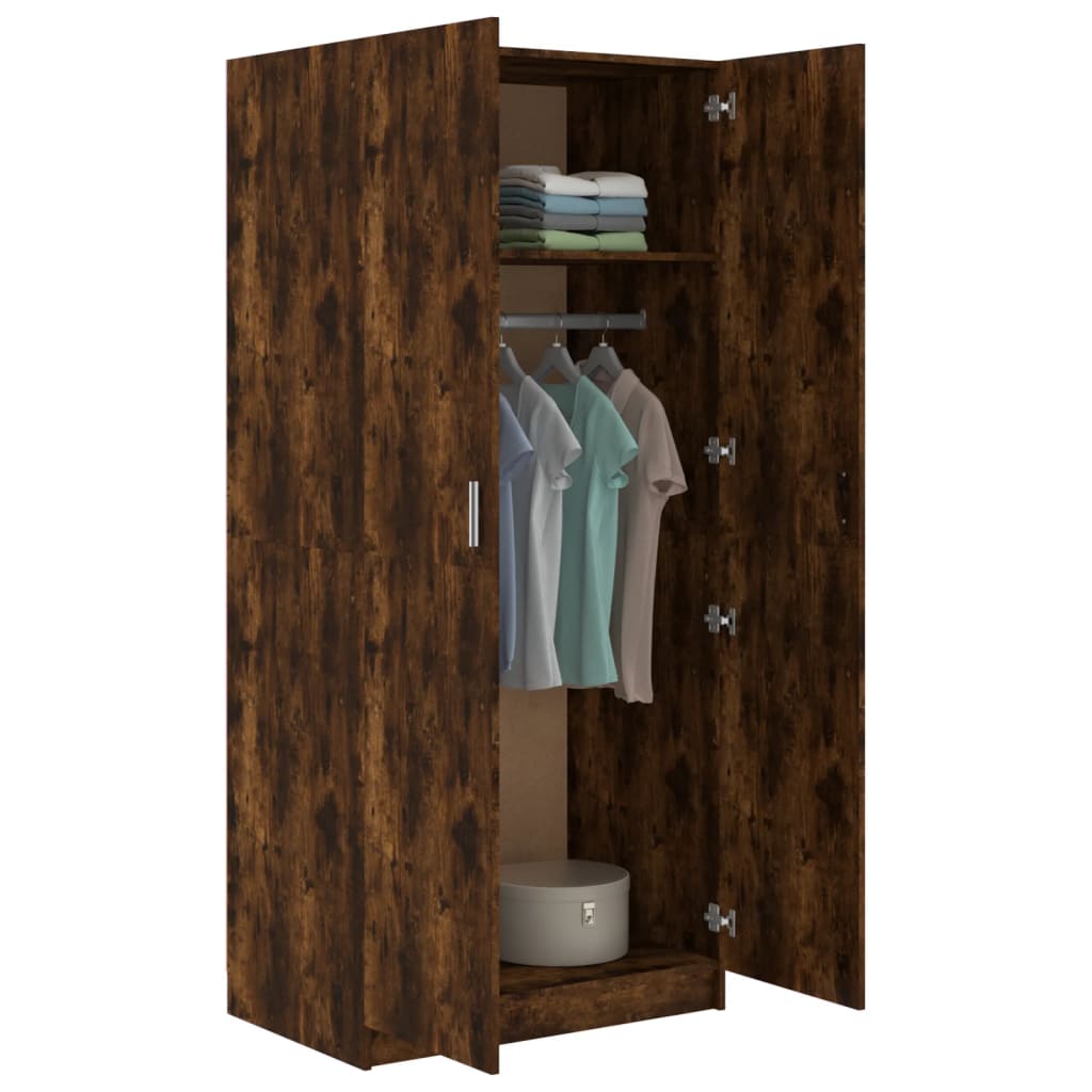 vidaXL Wardrobe Smoked Oak 80x50x180 cm Engineered Wood