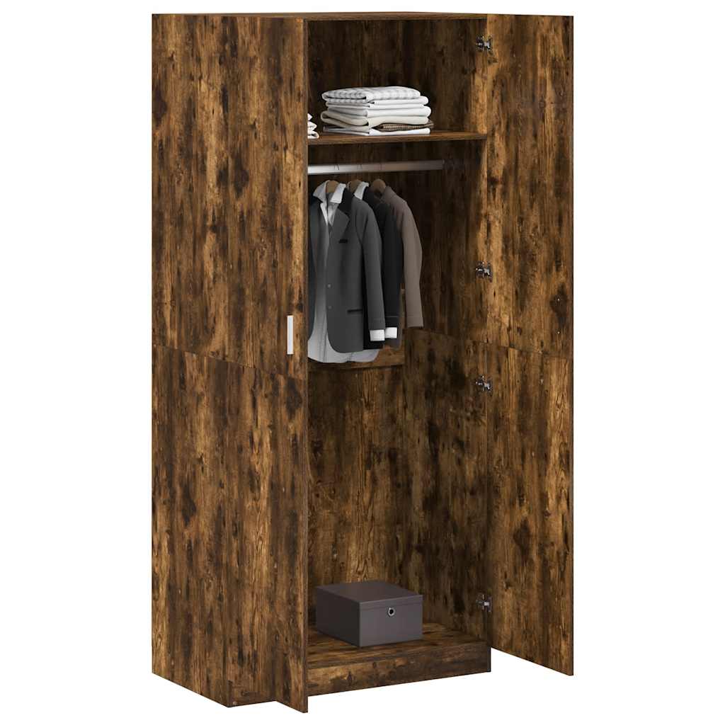 Wardrobe Smoked Oak 90x50x200 cm Engineered Wood