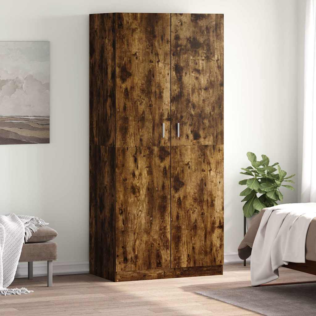 Wardrobe Smoked Oak 90x52x200 cm Engineered Wood