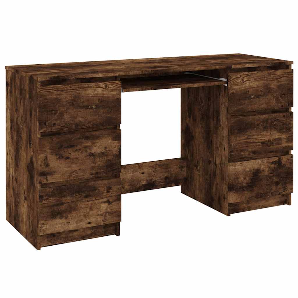 815438 vidaXL Writing Desk Smoked Oak 140x50x77 cm Engineered Wood