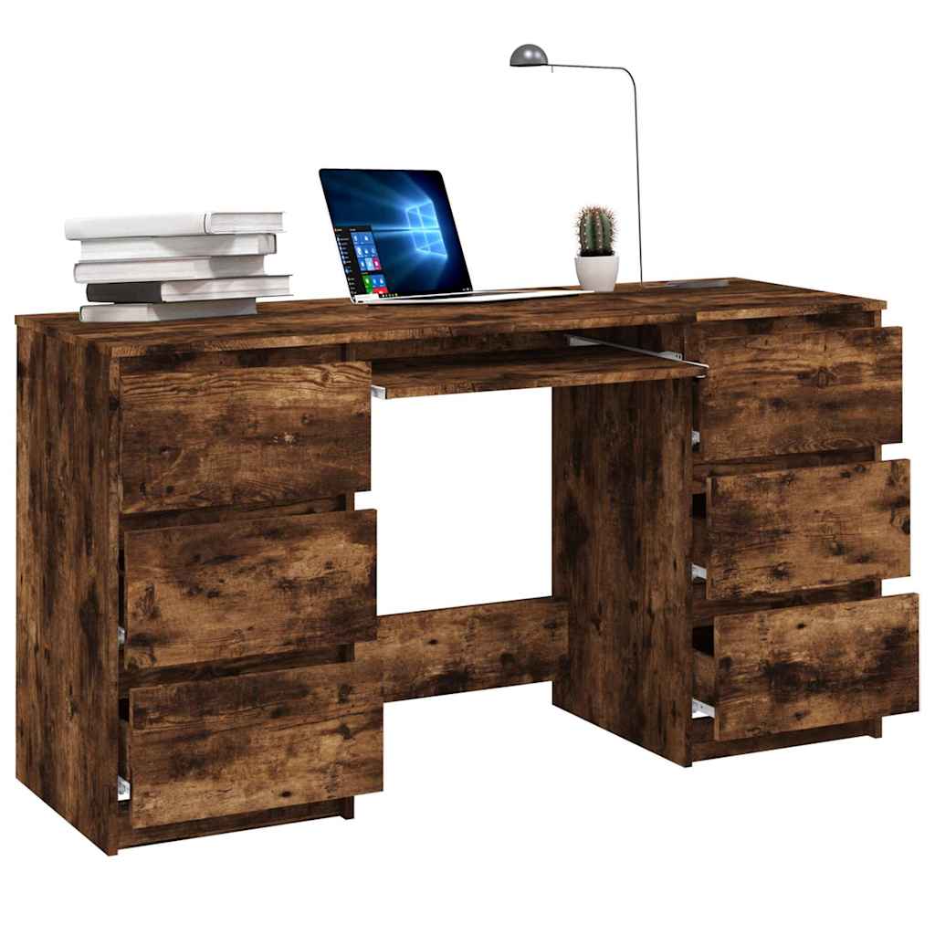 815438 vidaXL Writing Desk Smoked Oak 140x50x77 cm Engineered Wood