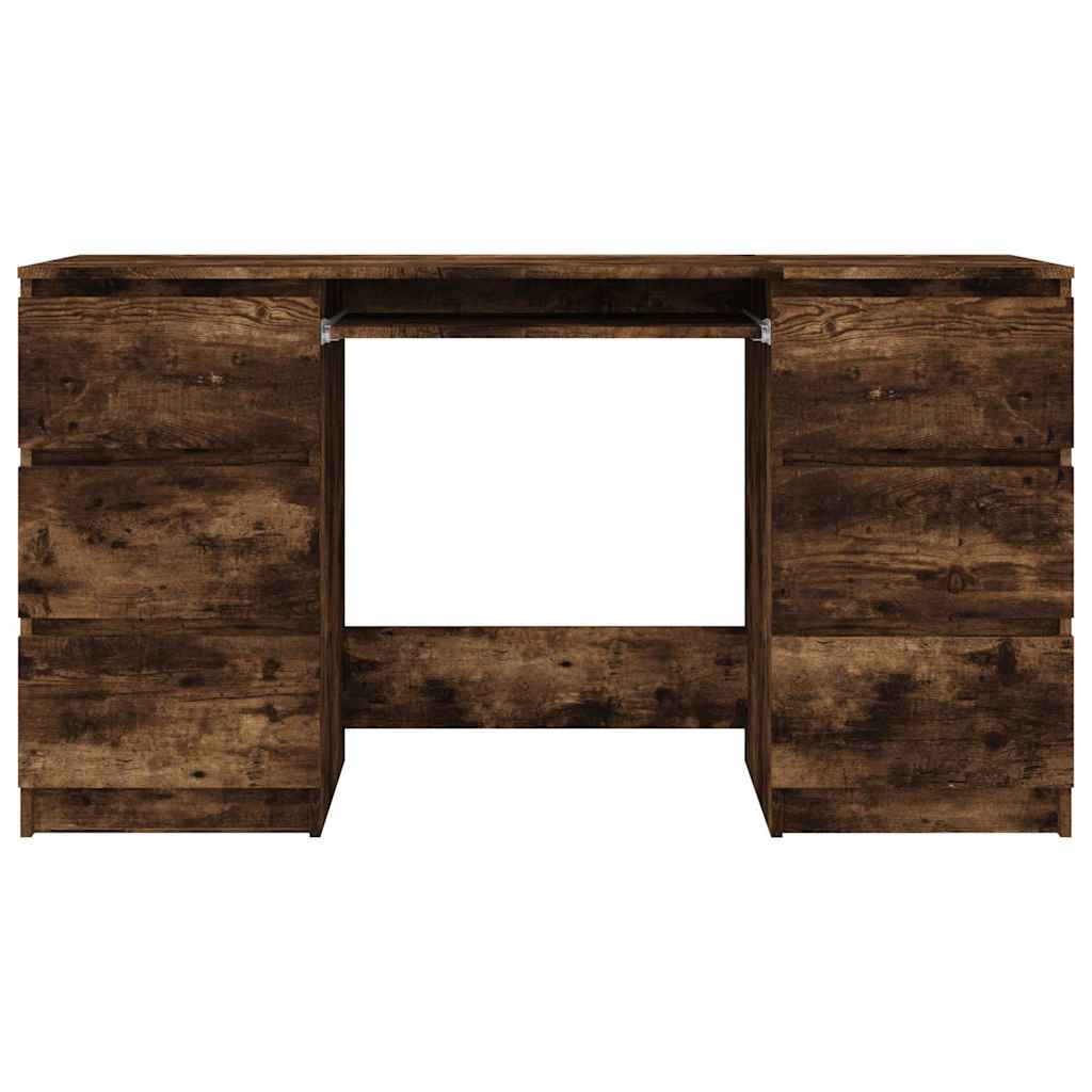 815438 vidaXL Writing Desk Smoked Oak 140x50x77 cm Engineered Wood