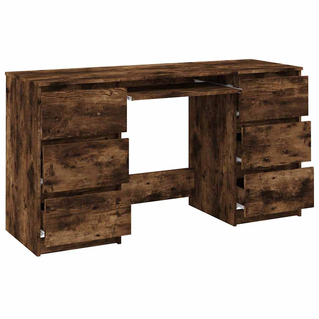 815438 vidaXL Writing Desk Smoked Oak 140x50x77 cm Engineered Wood