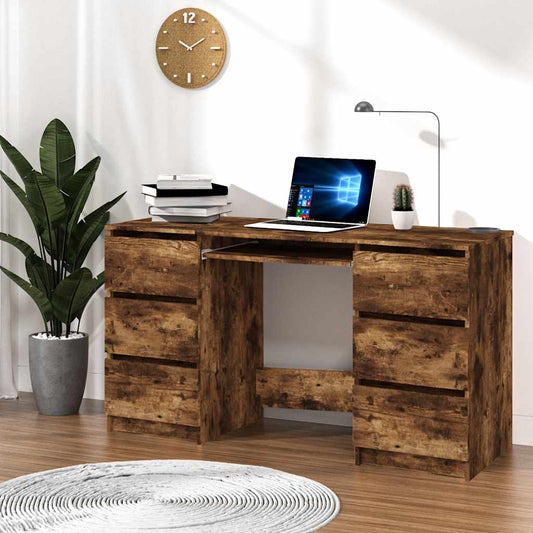 Writing Desk | Smoked Oak | Engineered Wood | 140x50x77 cm | Writing Desk