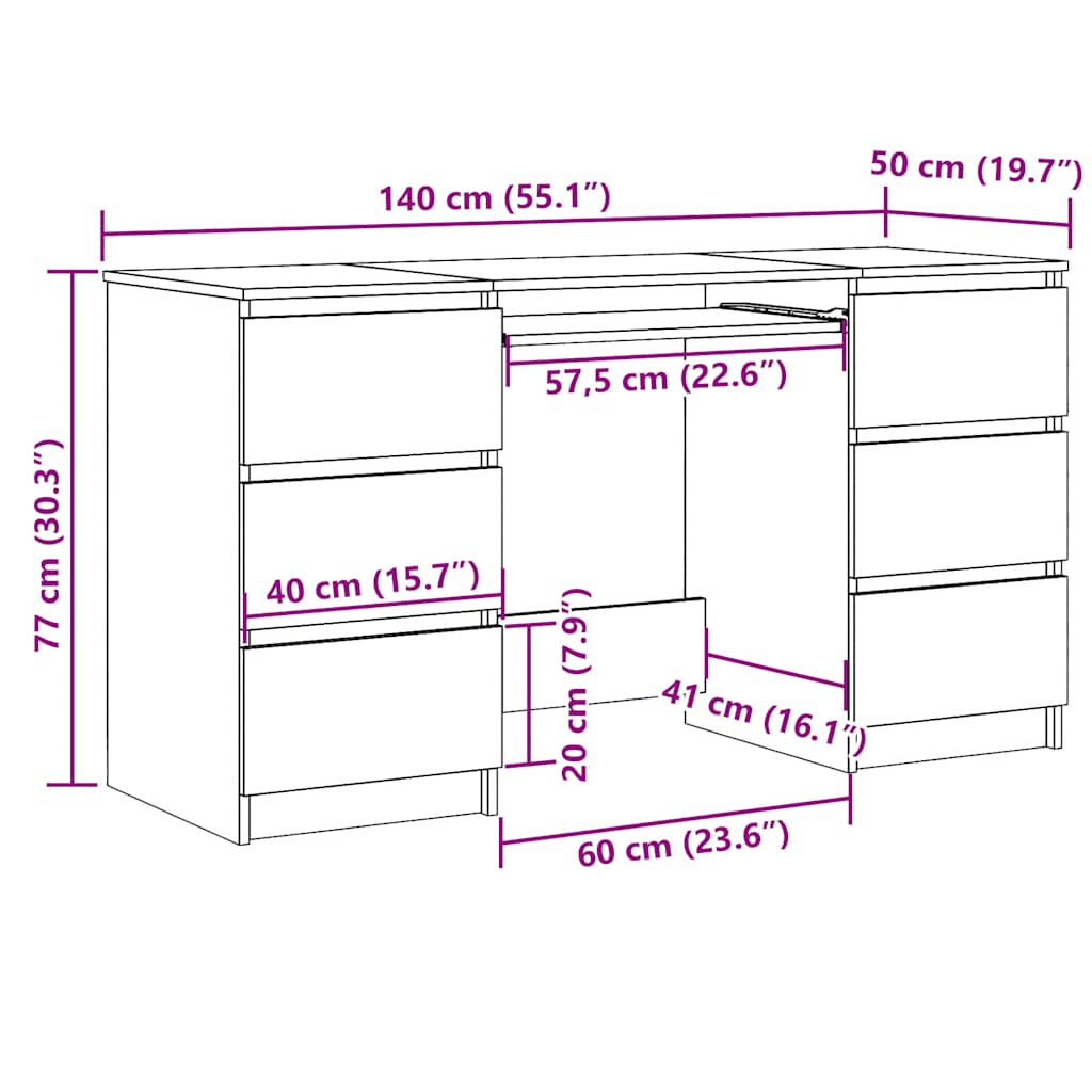 Writing Desk | Grey Sonoma | Engineered Wood | Standard | Writing Desk