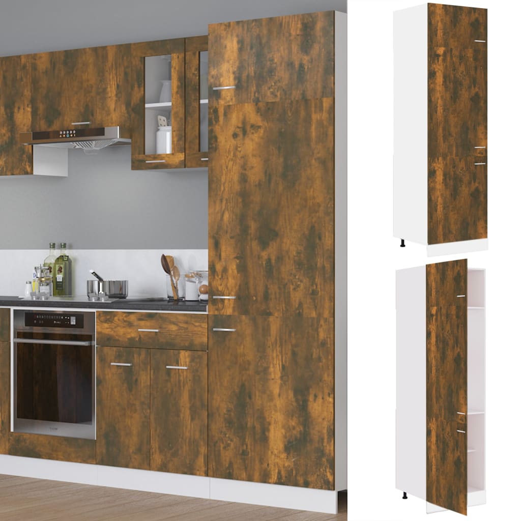 vidaXL Refrigerator Cabinet Smoked Oak 60x57x207 cm Engineered Wood