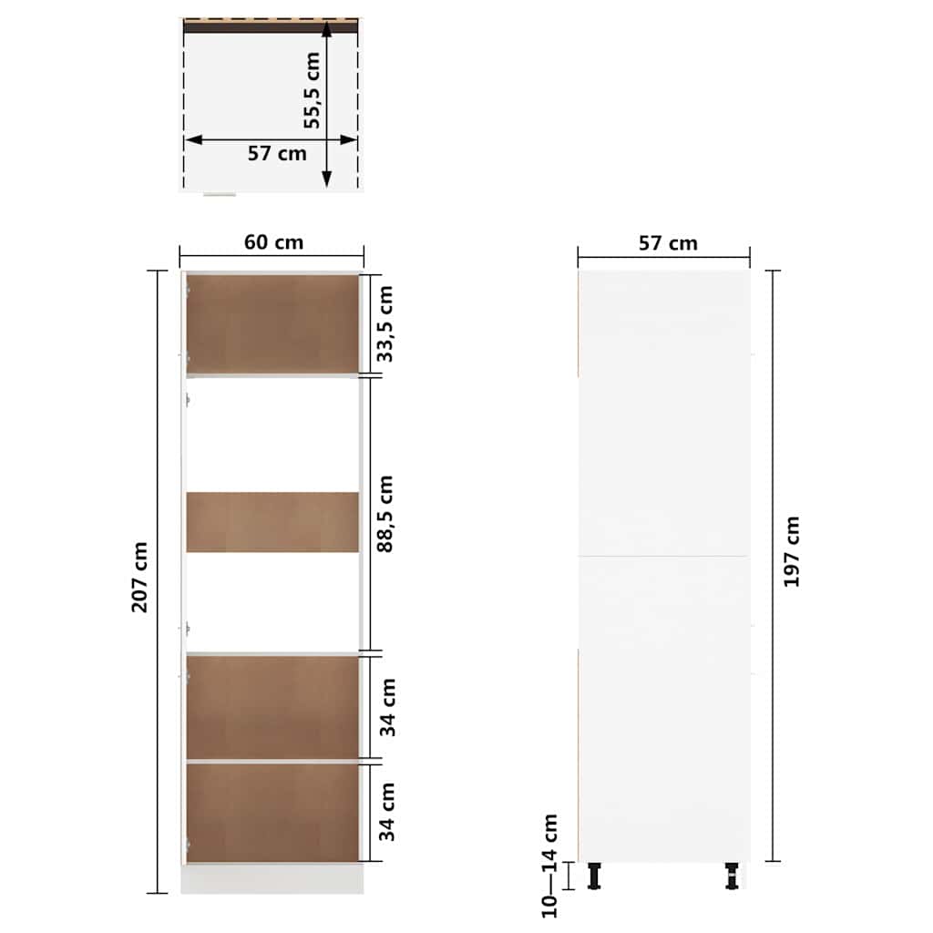 Refrigerator Cabinet "Lyon" Grey Sonoma 60x57x207 cm