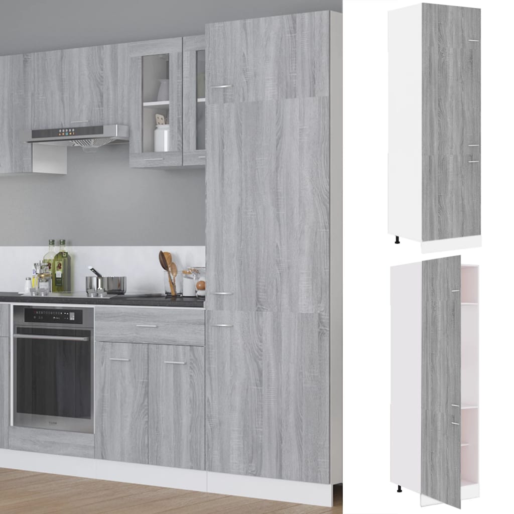 vidaXL Refrigerator Cabinet Grey Sonoma 60x57x207 cm Engineered Wood