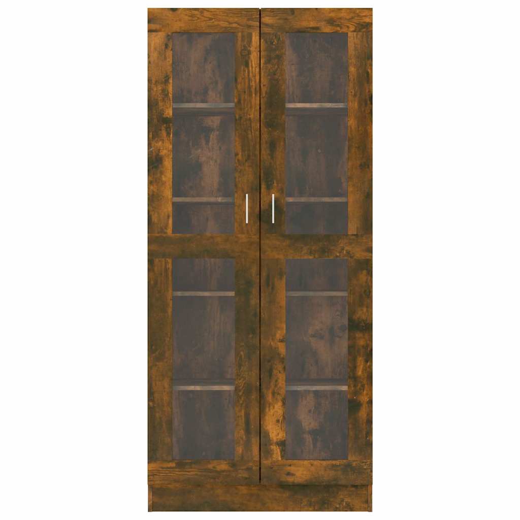 Vitrine Cabinet Smoked Oak 82,5x30,5x185 cm Engineered Wood