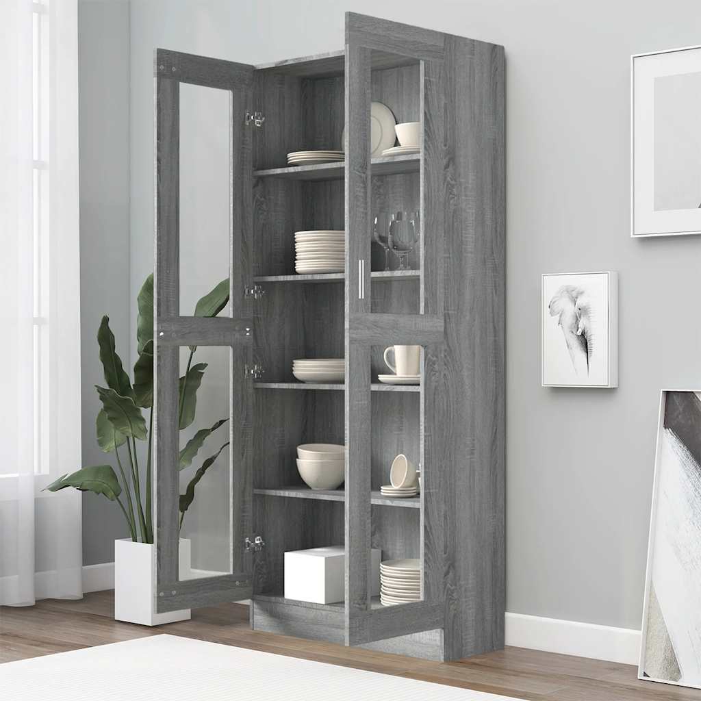 Vitrine Cabinet Grey Sonoma 82,5x30,5x185 cm Engineered Wood