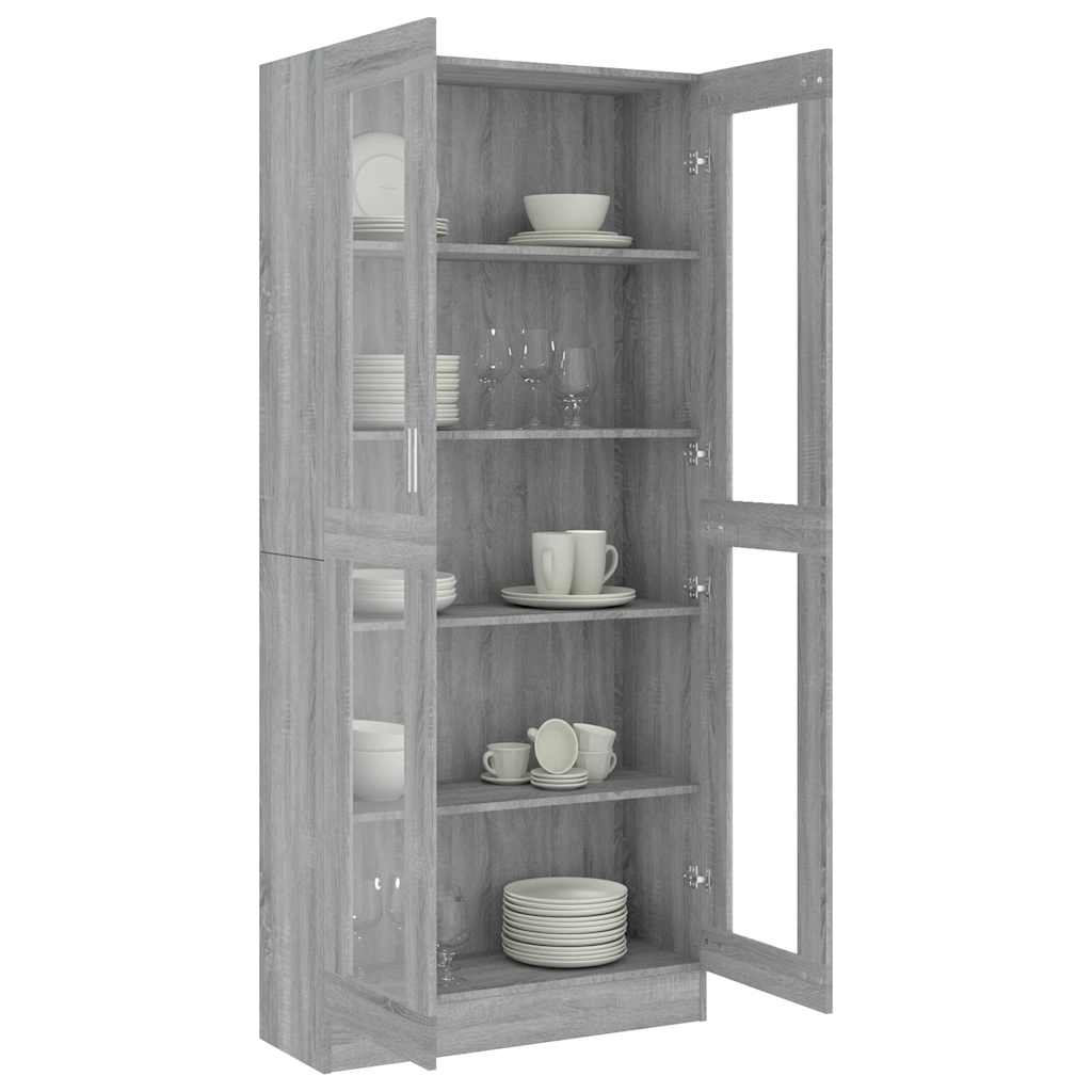 Vitrine Cabinet Grey Sonoma 82,5x30,5x185 cm Engineered Wood