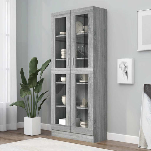 Vitrine Cabinet Grey Sonoma 82,5x30,5x185 cm Engineered Wood