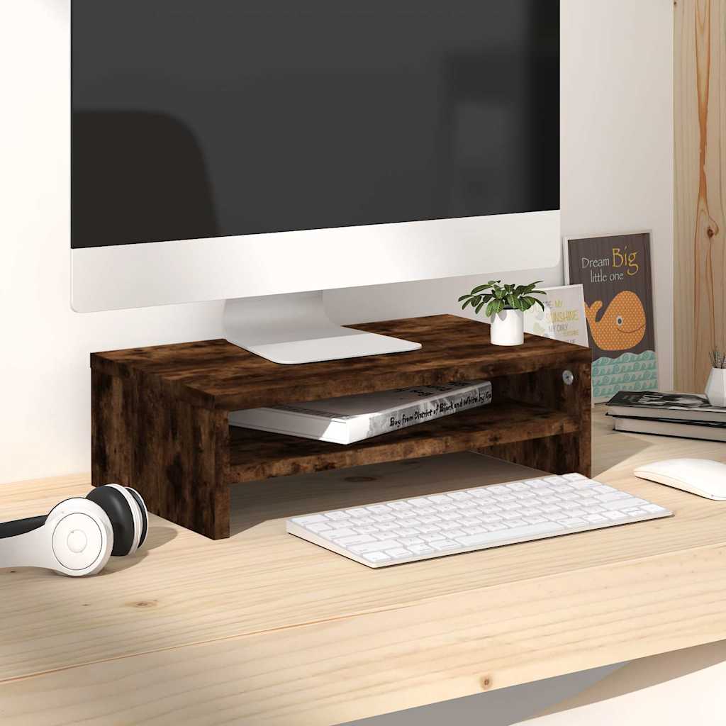 815267 vidaXL Monitor Stand Smoked Oak 42x24x13 cm Engineered Wood