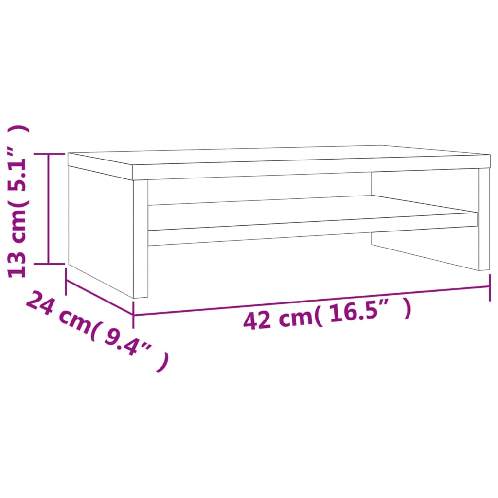 vidaXL Monitor Stand Brown Oak 42x24x13 cm Engineered Wood