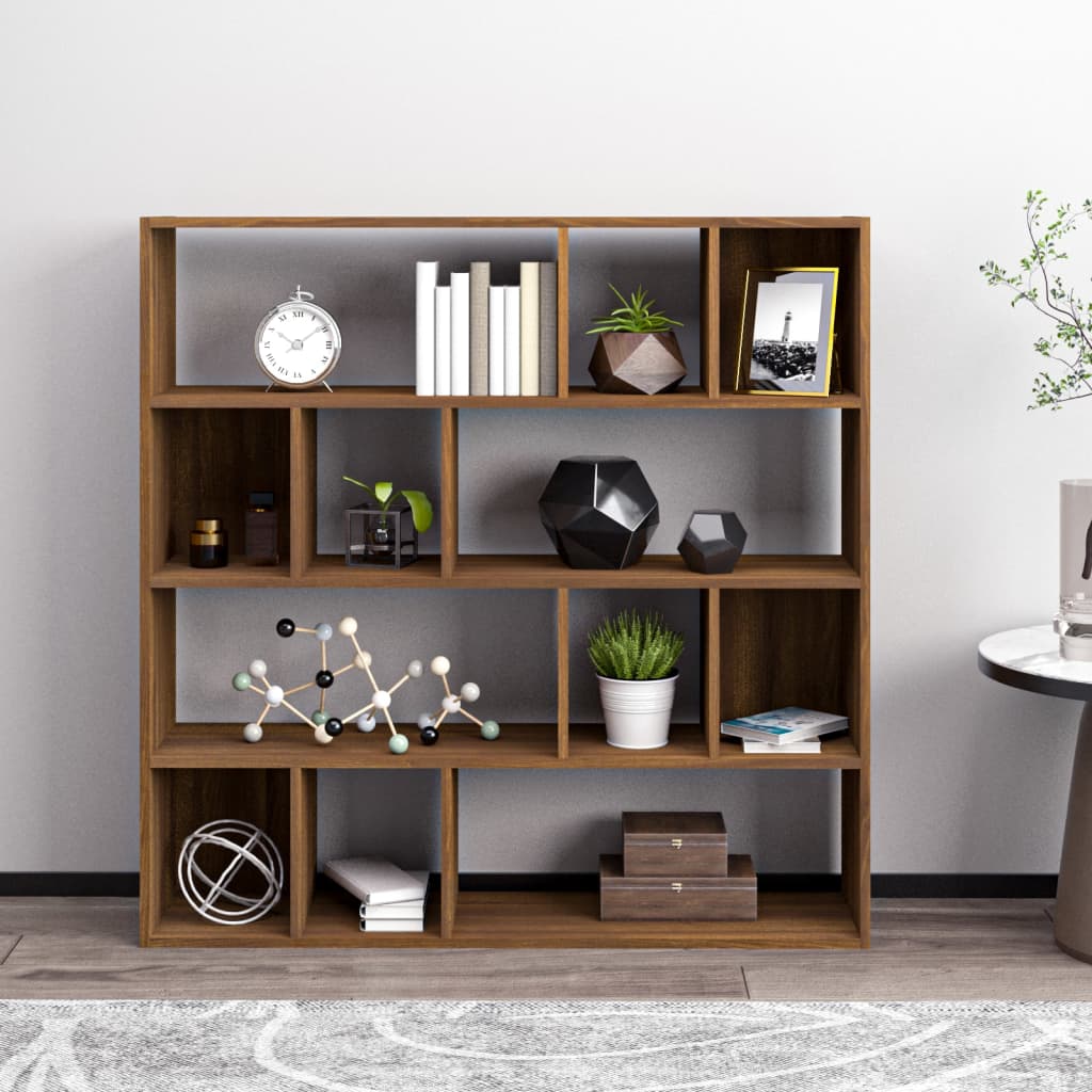 vidaXL Book Cabinet Brown Oak 110x24x110 cm Engineered Wood