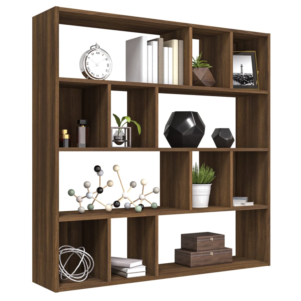 vidaXL Book Cabinet Brown Oak 110x24x110 cm Engineered Wood