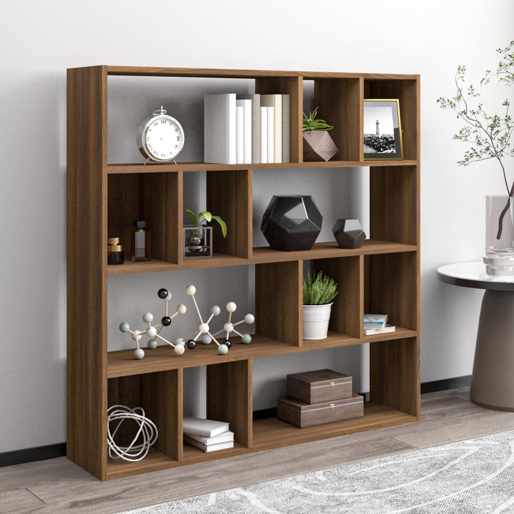 vidaXL Book Cabinet Brown Oak 110x24x110 cm Engineered Wood