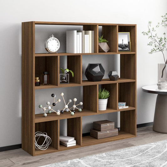 vidaXL Book Cabinet Brown Oak 110x24x110 cm Engineered Wood