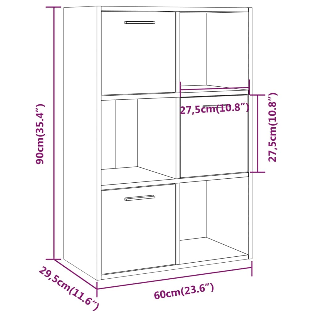 vidaXL Storage Cabinet Grey Sonoma 60x29.5x90 cm