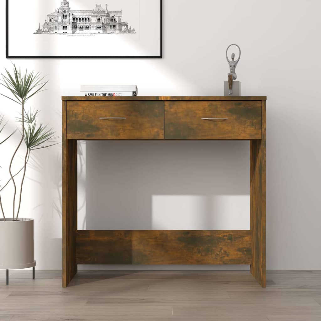 815474 vidaXL Desk Smoked Oak 80x40x75 cm Engineered Wood