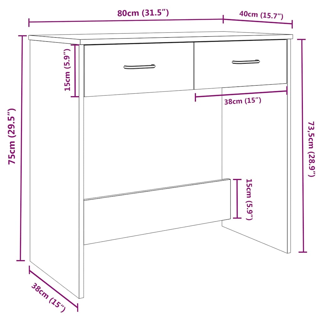 Desk Grey Sonoma 80x40x75 cm Engineered Wood
