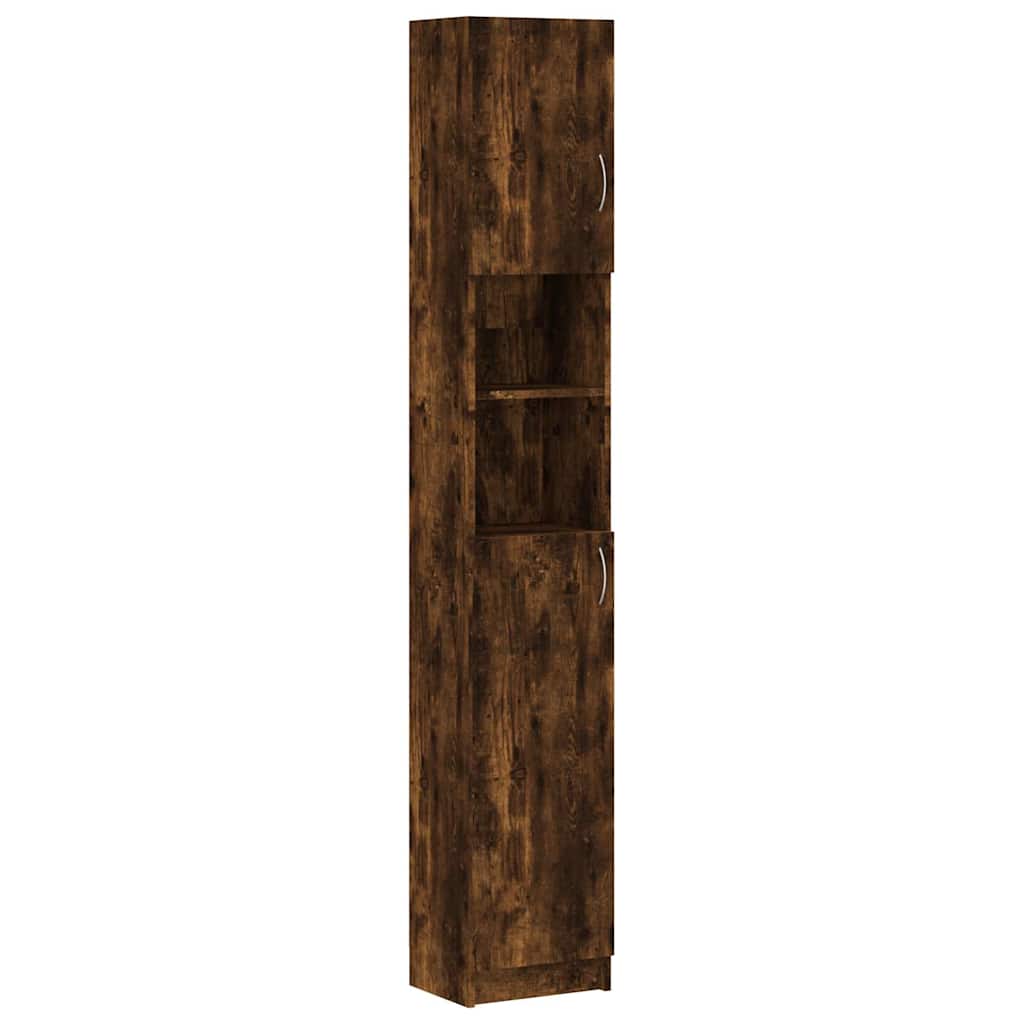 815537 vidaXL Bathroom Cabinet Smoked Oak 32x25,5x190 cm Engineered Wood