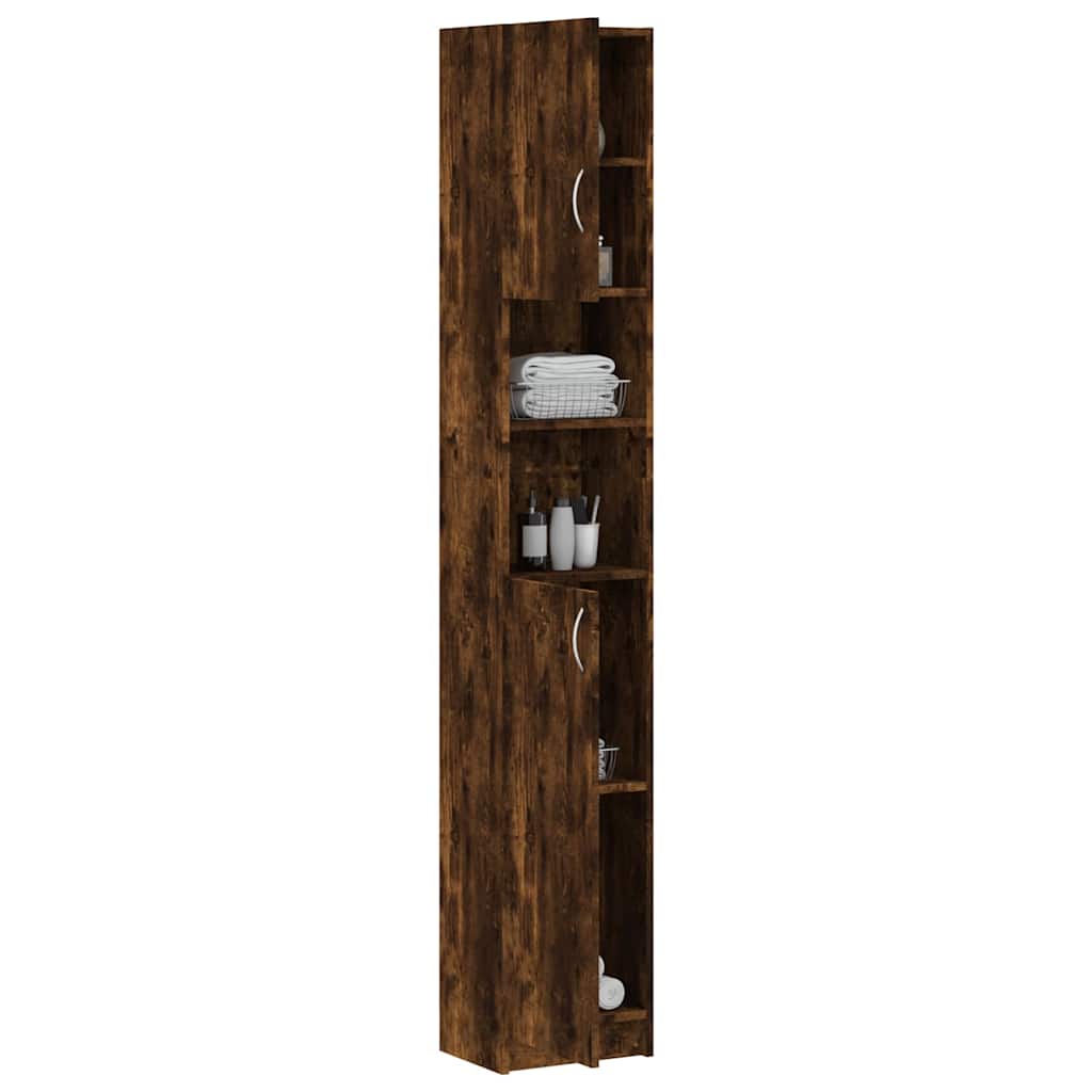 815537 vidaXL Bathroom Cabinet Smoked Oak 32x25,5x190 cm Engineered Wood