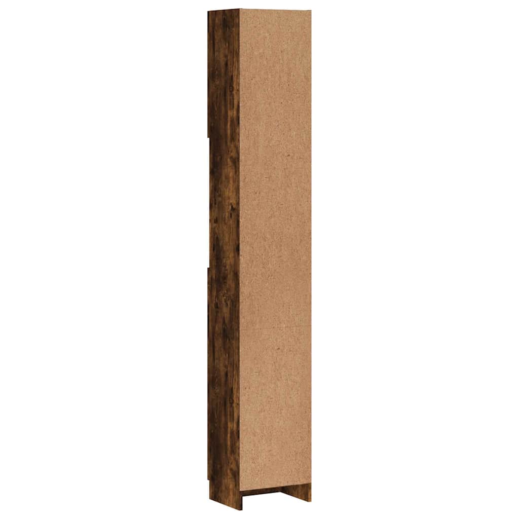 815537 vidaXL Bathroom Cabinet Smoked Oak 32x25,5x190 cm Engineered Wood