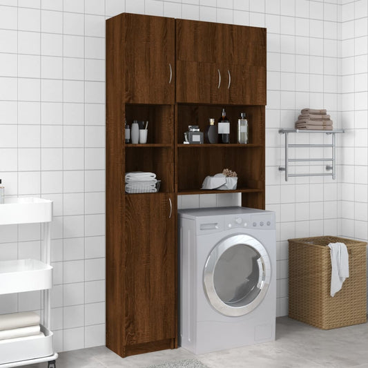 vidaXL Bathroom Cabinet Brown Oak 32x25.5x190 cm Engineered Wood