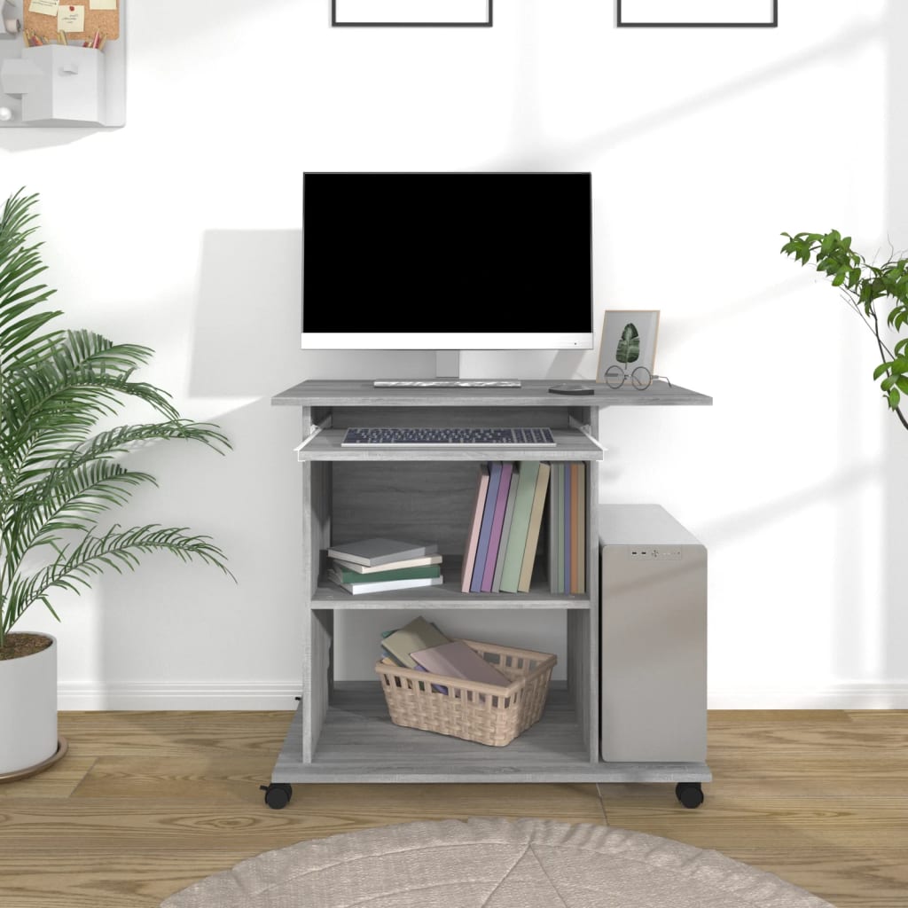 vidaXL Computer Desk Grey Sonoma 80x50x75 cm Engineered Wood