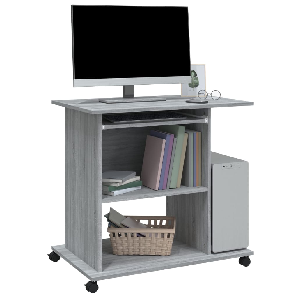 vidaXL Computer Desk Grey Sonoma 80x50x75 cm Engineered Wood