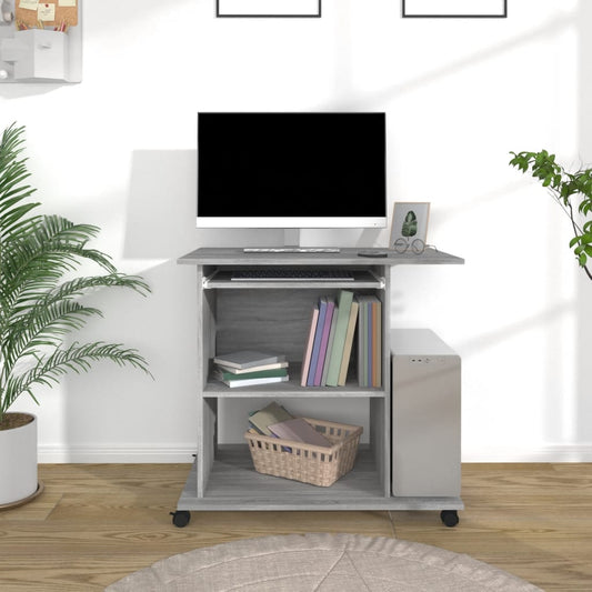 vidaXL Computer Desk Grey Sonoma 80x50x75 cm Engineered Wood