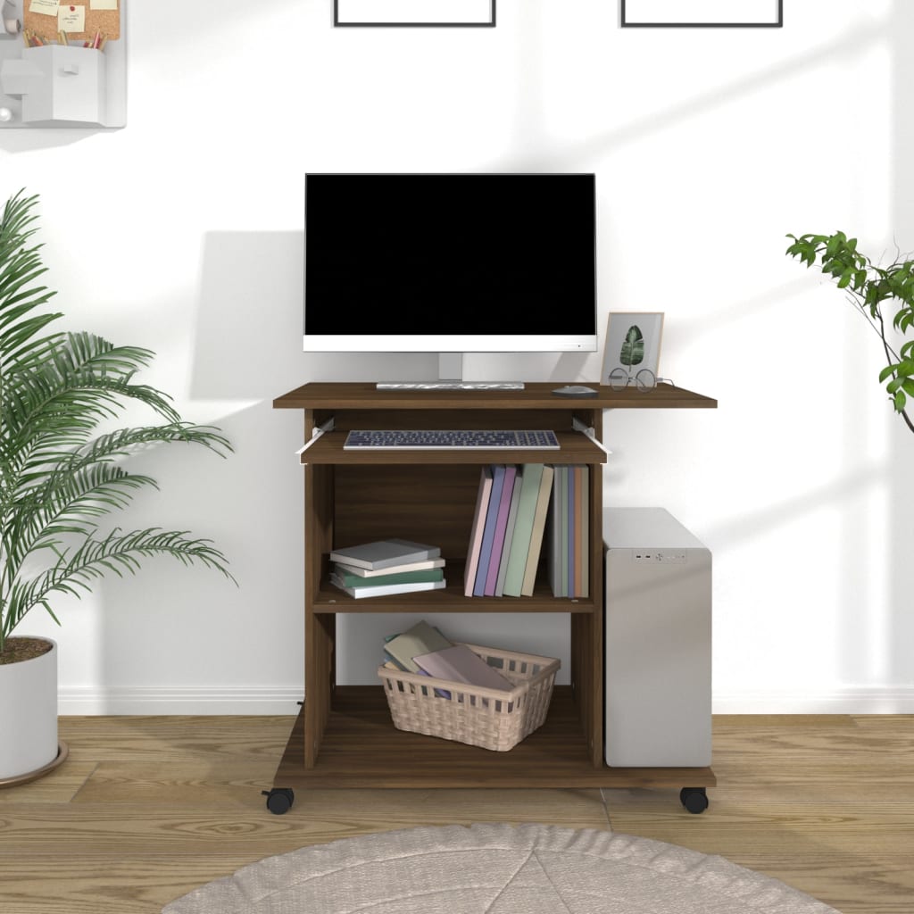 vidaXL Computer Desk Brown Oak 80x50x75 cm Engineered Wood