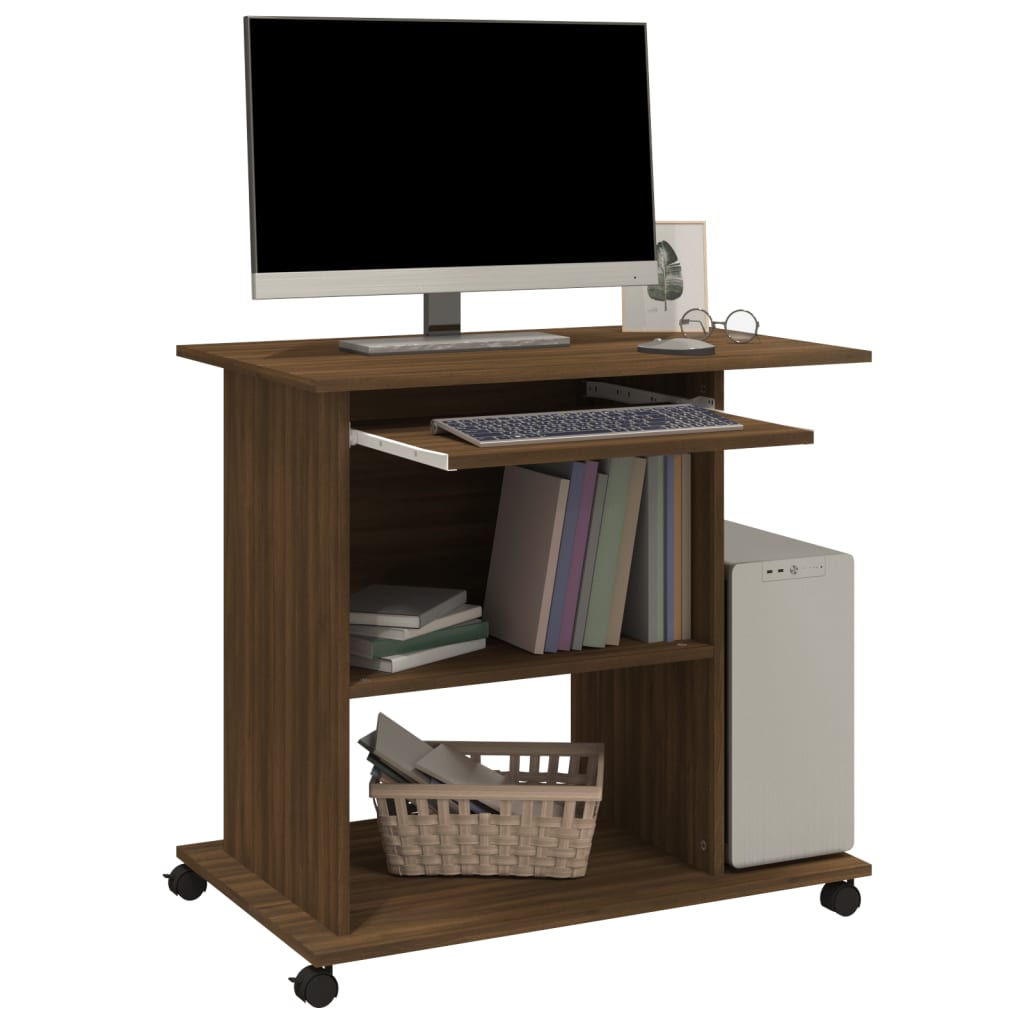 vidaXL Computer Desk Brown Oak 80x50x75 cm Engineered Wood