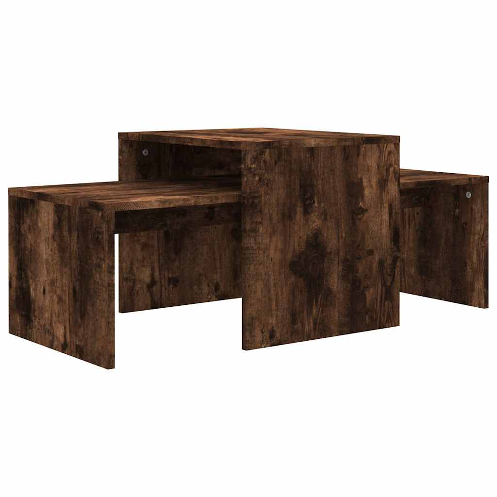 815546 vidaXL Coffee Table Set Smoked Oak 100x48x40 cm Engineered Wood