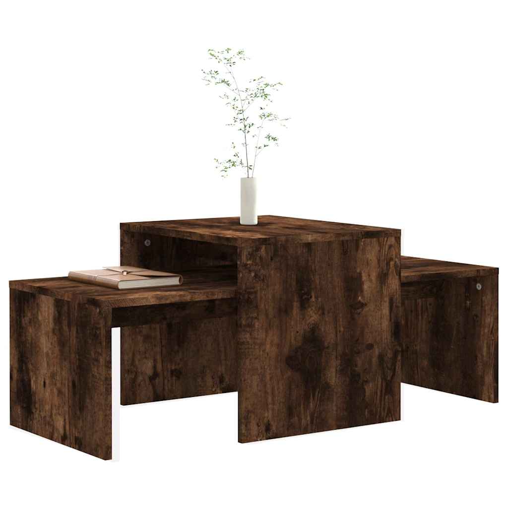 815546 vidaXL Coffee Table Set Smoked Oak 100x48x40 cm Engineered Wood