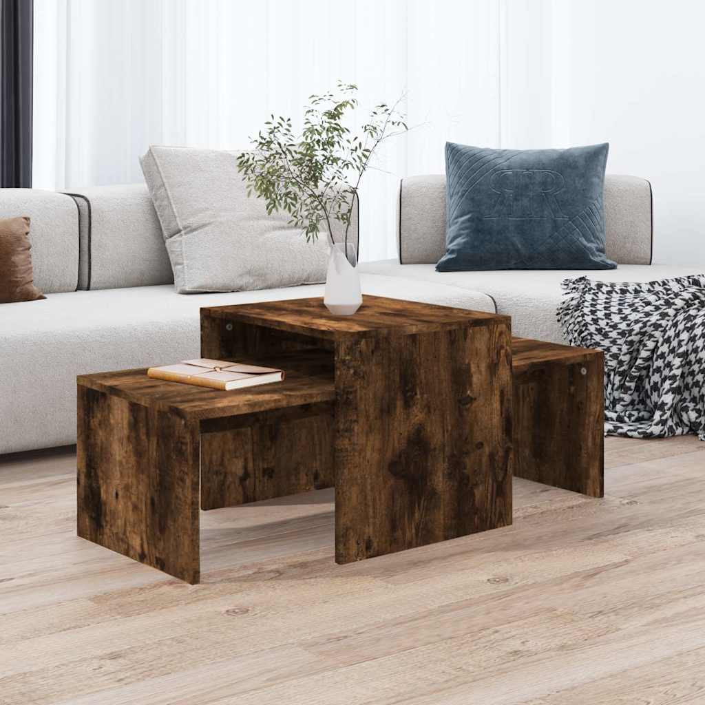 815546 vidaXL Coffee Table Set Smoked Oak 100x48x40 cm Engineered Wood