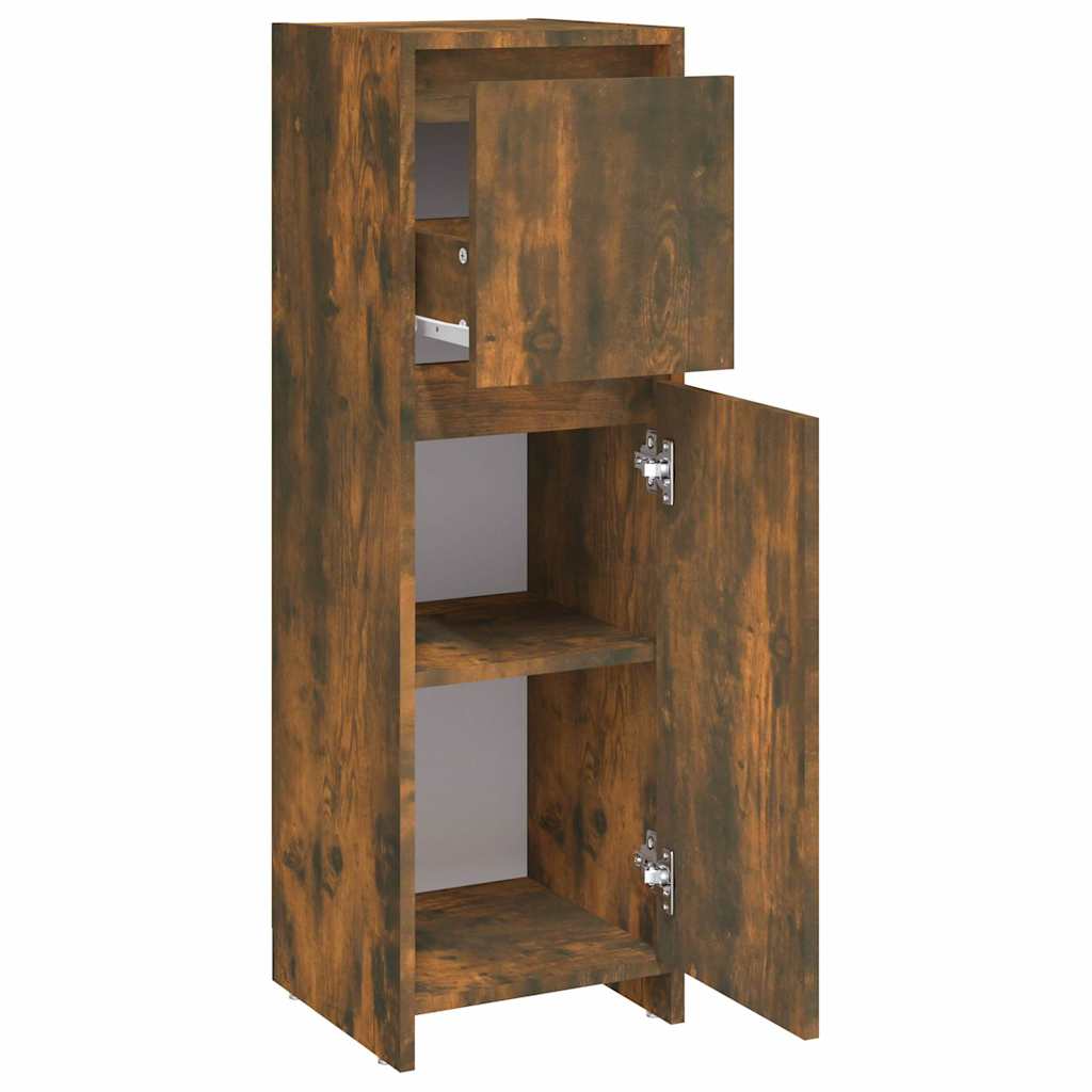 815552 vidaXL Bathroom Cabinet Smoked Oak 30x30x95 cm Engineered Wood