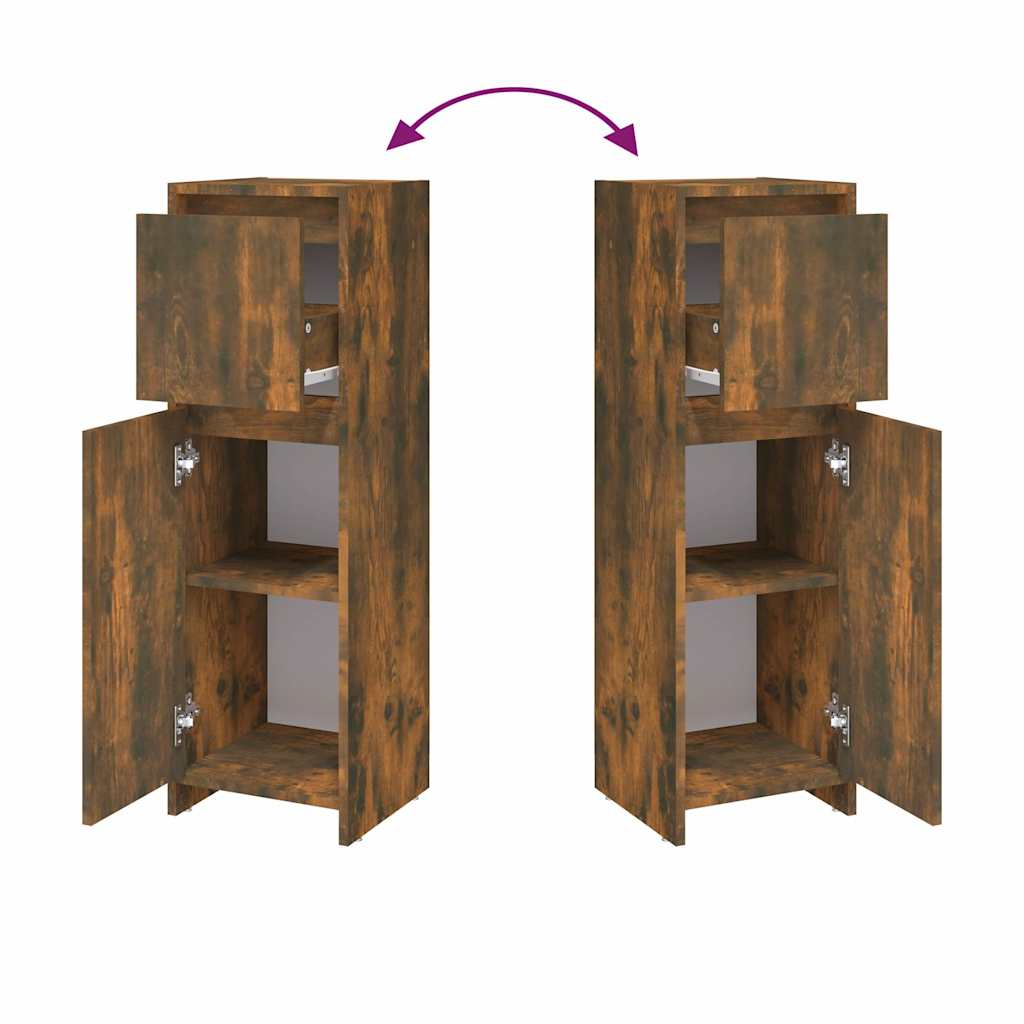 815552 vidaXL Bathroom Cabinet Smoked Oak 30x30x95 cm Engineered Wood