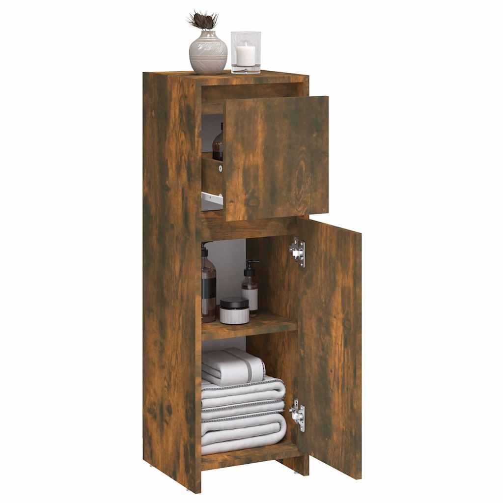 815552 vidaXL Bathroom Cabinet Smoked Oak 30x30x95 cm Engineered Wood